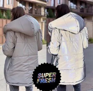 Женская куртка Зефирка двухсторонняя черная с серым