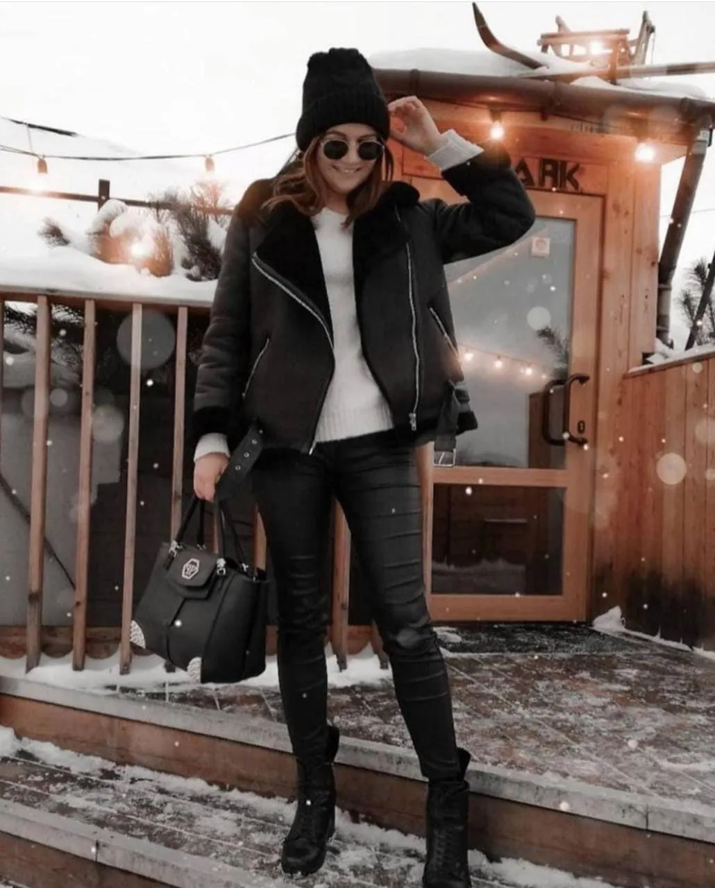 Женская дубленка Авиатор черная