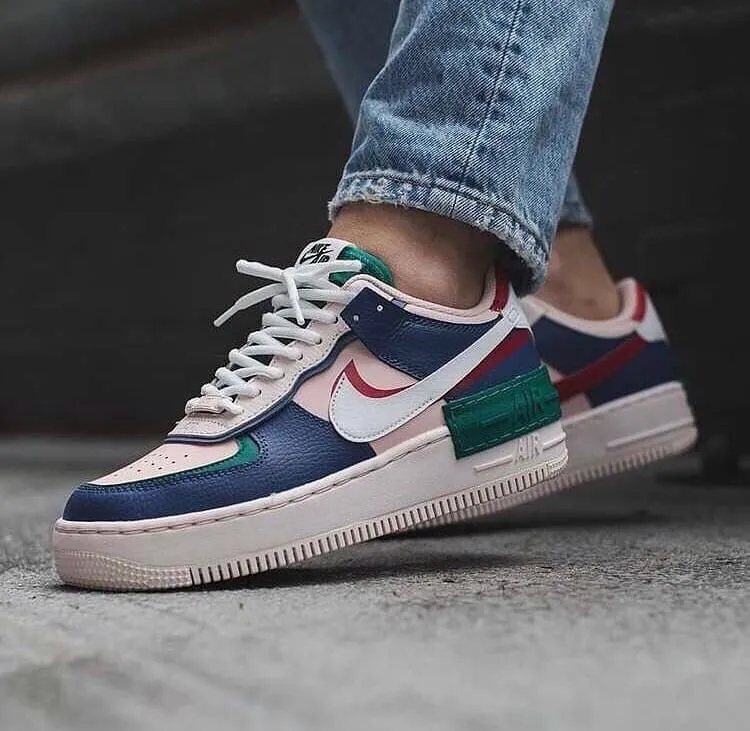 Nike Air Force Shadow синие с розовым на толстой подошве Nike Air Force Shadow синие с розовым на толстой подошве