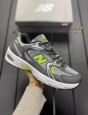 New Balance 530 серые с салатовым