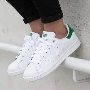 Кроссовки Adidas Stan Smith белые с зеленым задником
