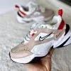 Nike M2K Tekno бежевые с красным