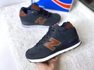 Кроссовки New Balance (Нью Баланс) зимние 574 серые с коричневым