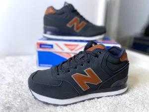 Кроссовки New Balance (Нью Баланс) зимние 574 серые с коричневым