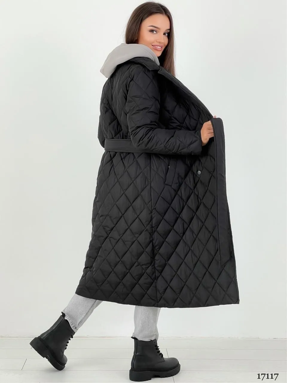 Пальто стеганое демисезонное черное