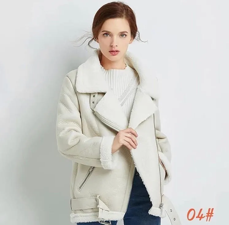 Женская дубленка Авиатор белая