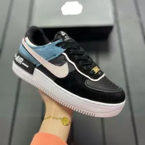 Кроссовки Nike Air Force 1 Shadow черные с голубым