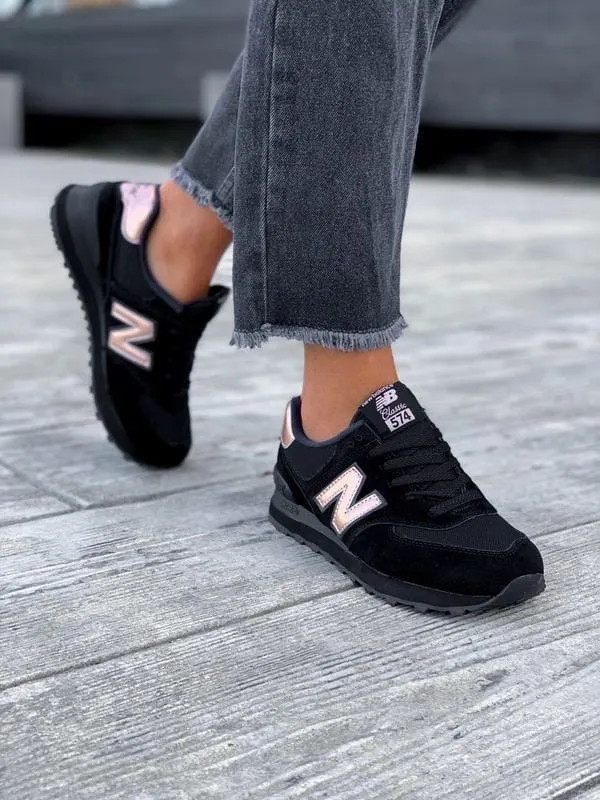 New Balance 574 черные с бронзой New Balance 574 черные с бронзой