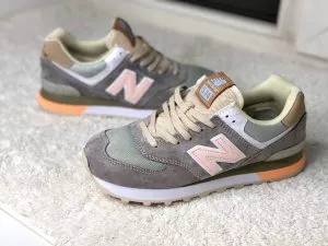 New Balance 574 Фламинго серые с персиковым