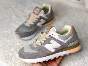 New Balance 574 Фламинго серые с персиковым