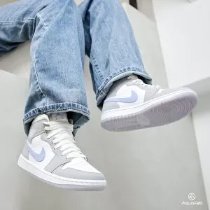 Кеды Nike Air Jordan серые с голубым