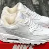 Кроссовки Nike Air Max 90 белые с мехом