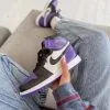 Кроссовки Nike Air Jordan фиолетовые с черным с мехом