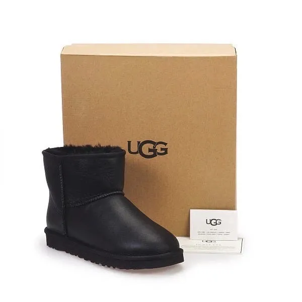Сапоги Ugg mini кожаные черные