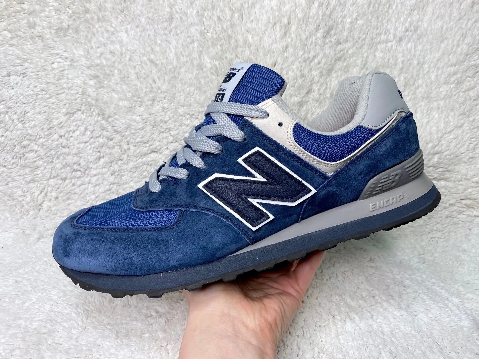 New Balance 574 синие с синей подошвой