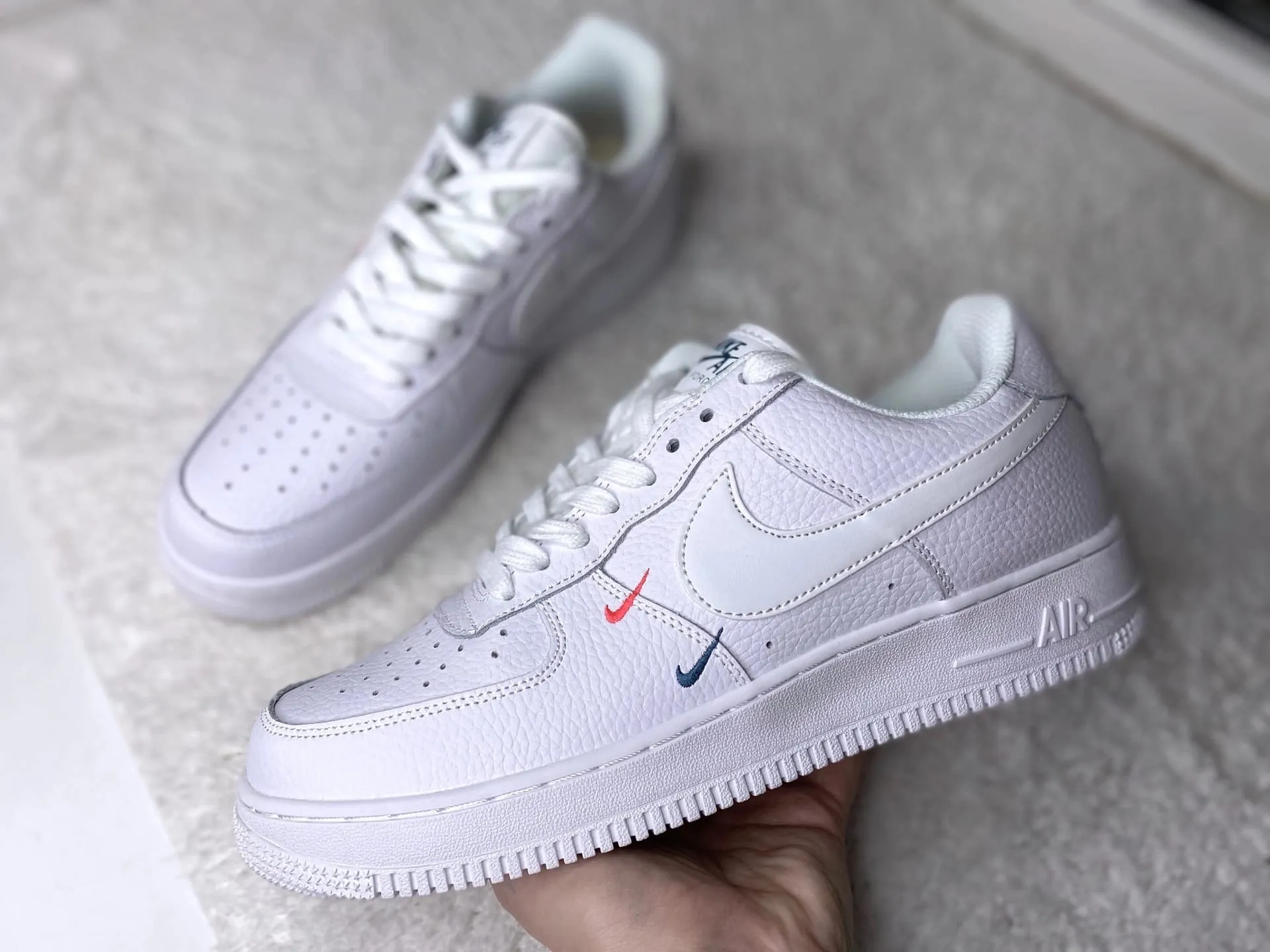 Nike Air Force Low White Pink Blue Swoosh