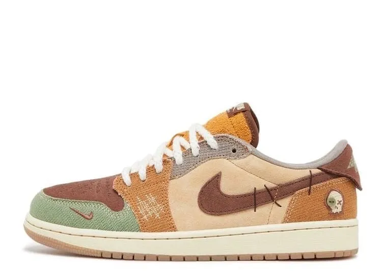 Nike Air Jordan 1 Low OG Zion Williamson Voodo бежевые с зеленым