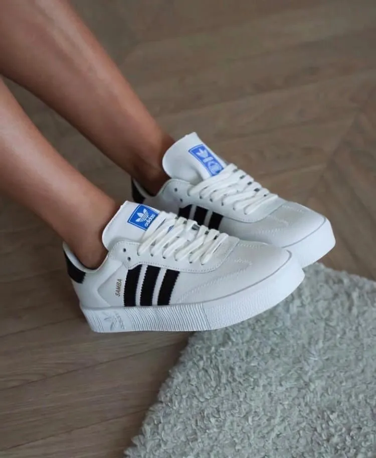 Adidas Samba белые с черным на толстой подошве Adidas Samba белые с черным на толстой подошве