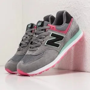 New Balance 574 серые с розовым с мятным