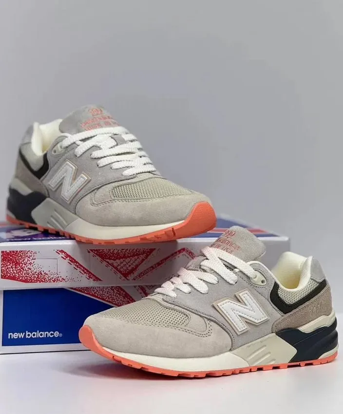 New Balance 999 бежевые с оранжевым Персик