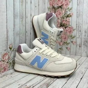 Кроссовки New Balance 574  бежевые с голубым