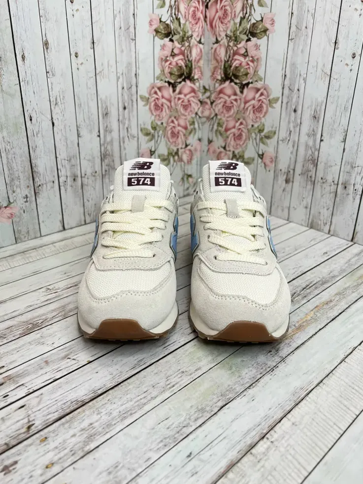 Кроссовки New Balance 574  бежевые с голубым