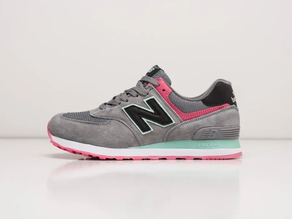 New Balance 574 серые с розовым с мятным