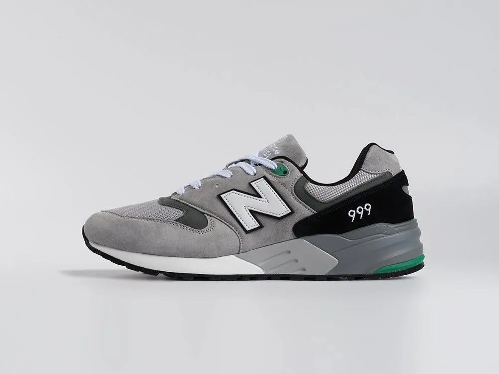 New Balance 999 светло-серые с зеленым