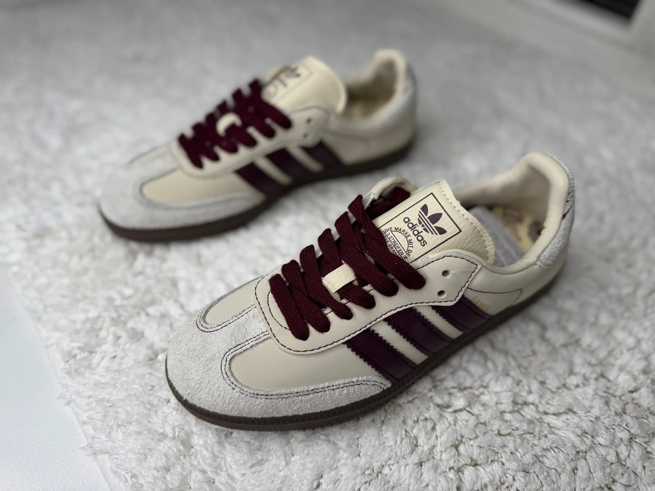 Adidas Samba бежевые с бордовым